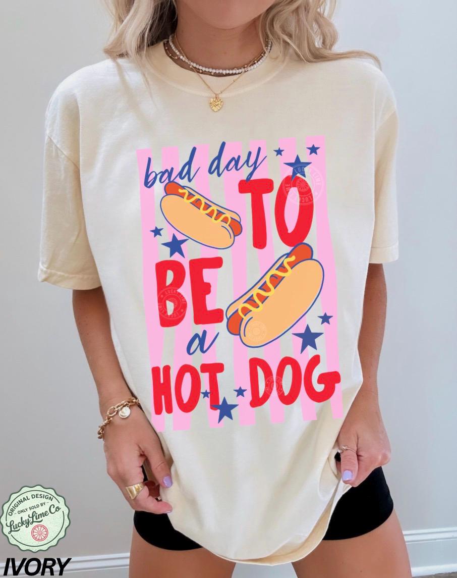 Bad Day Dog Dog Colors Summer Tee Bad Day Hotdog 4th July Labor Day (1)