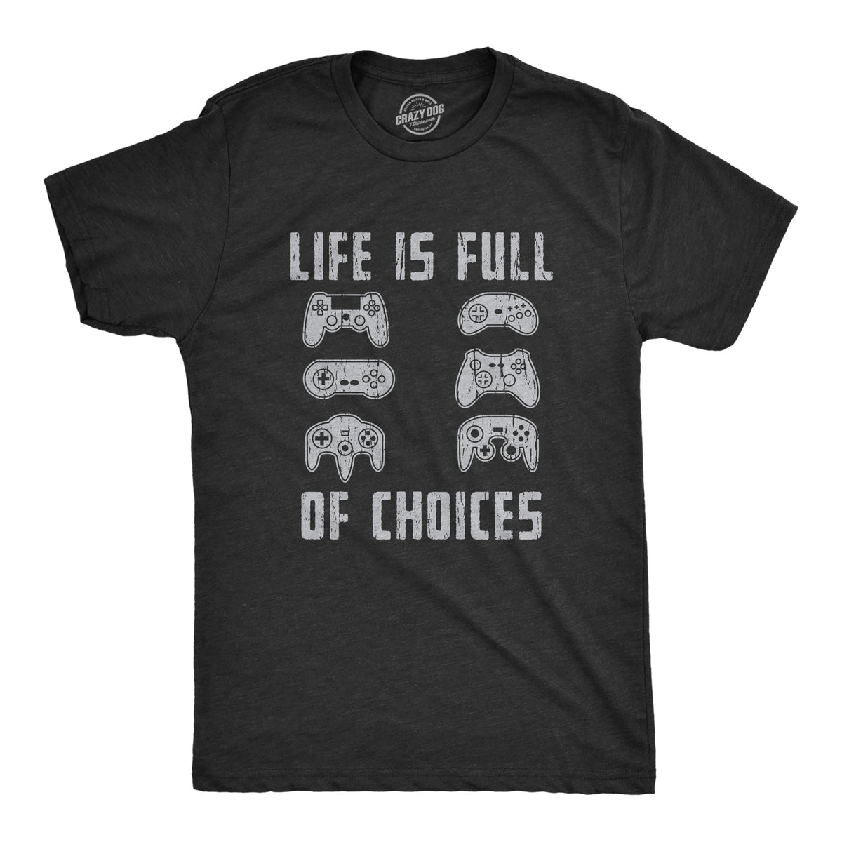 Mens Life Is Full of Choices T Shirt Funny Video Games Joystick Controller Retro Graphic Tee