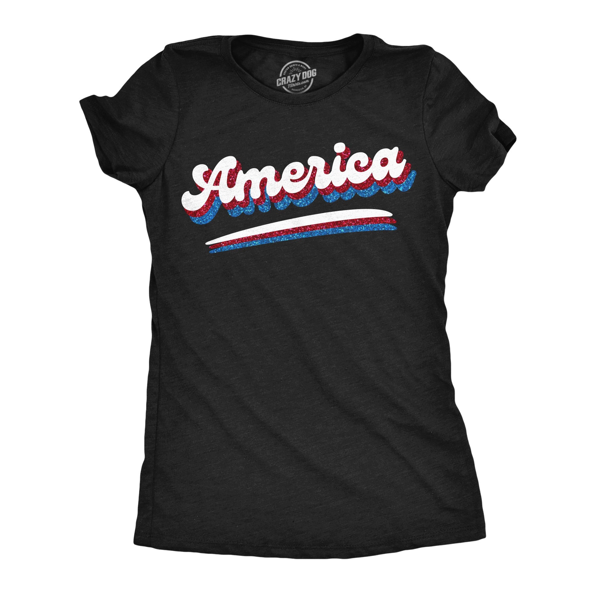 America Retro Glitter Women's T Shirt