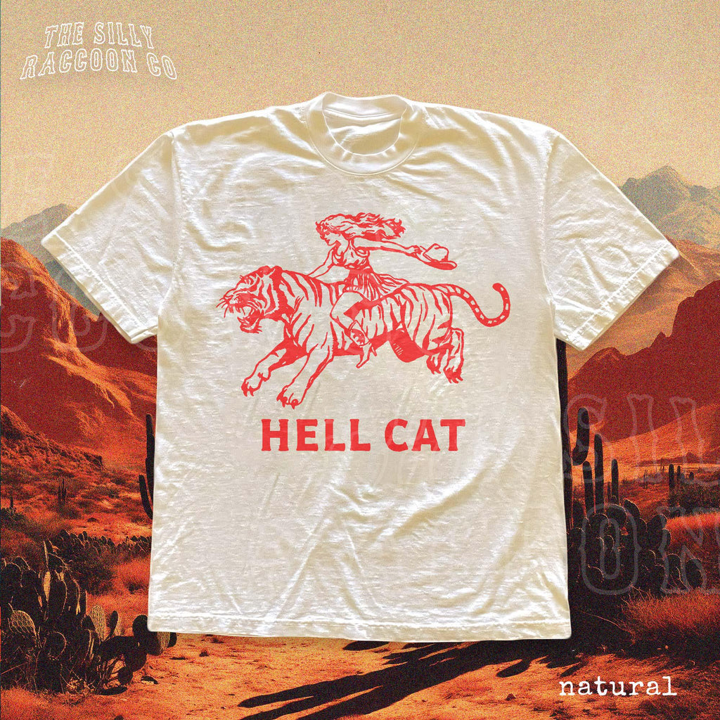 Vintage Cowgirl Hell Cat Retro Cowgirl Western Tee Tiger Him (2)