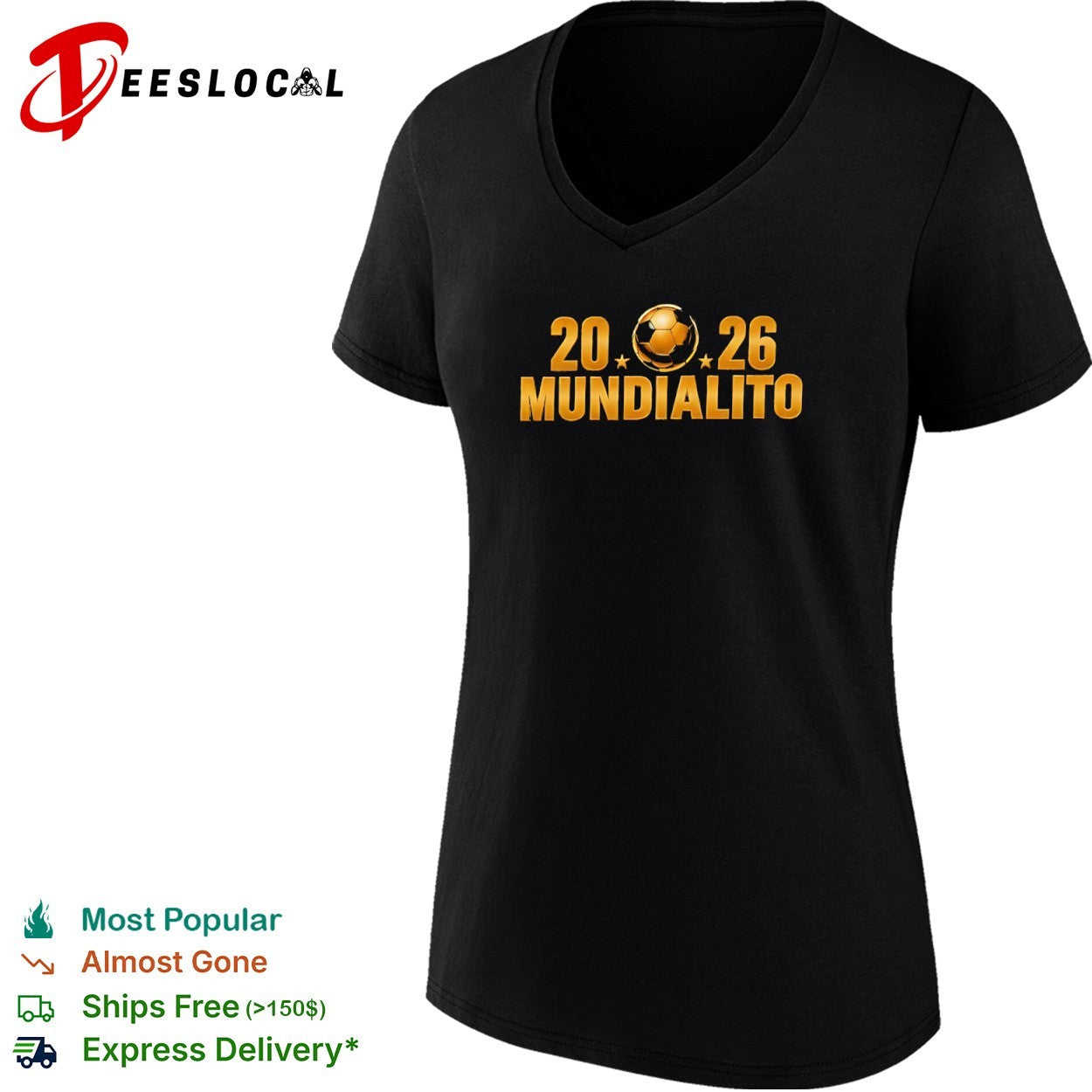 20 26 Mundialito Soccer Gold Emblem 2026 World Cup Tournament Logo Shirt