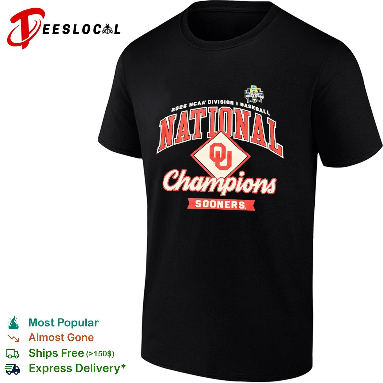 2026 Oklahoma Sooners NCAA Division I Baseball National Champions shirt
