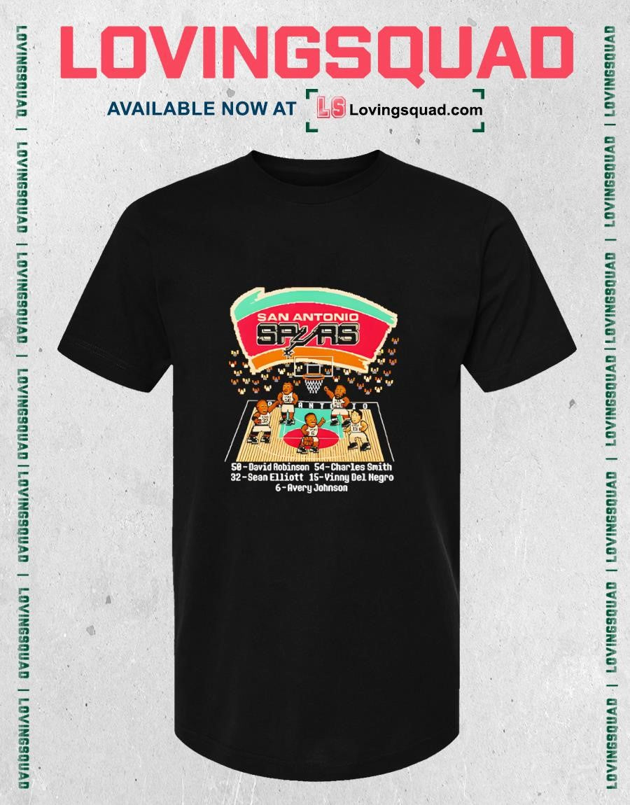 San Antonio Spurs David Robinson Charles Smith Sean Elliott Vinny Del Negro Avery Johnson Shirt