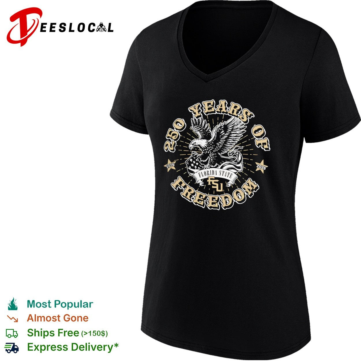 250 Years of Freedom 1776 2026 Florida State FSU American Eagle Patriotic shirt