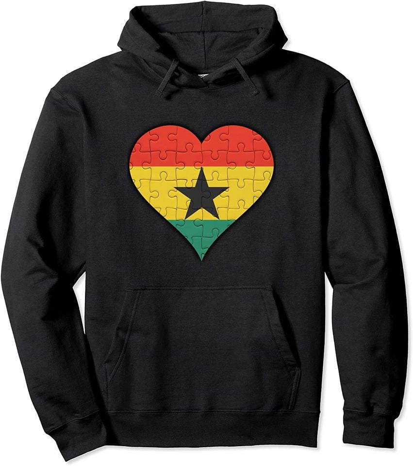 Ghana Ghanaian Flag Heart Pullover Hoodie