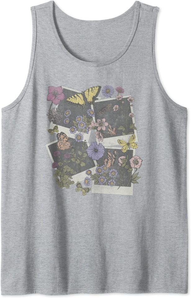 Poraloid Tank Top Butterflies, Flowers