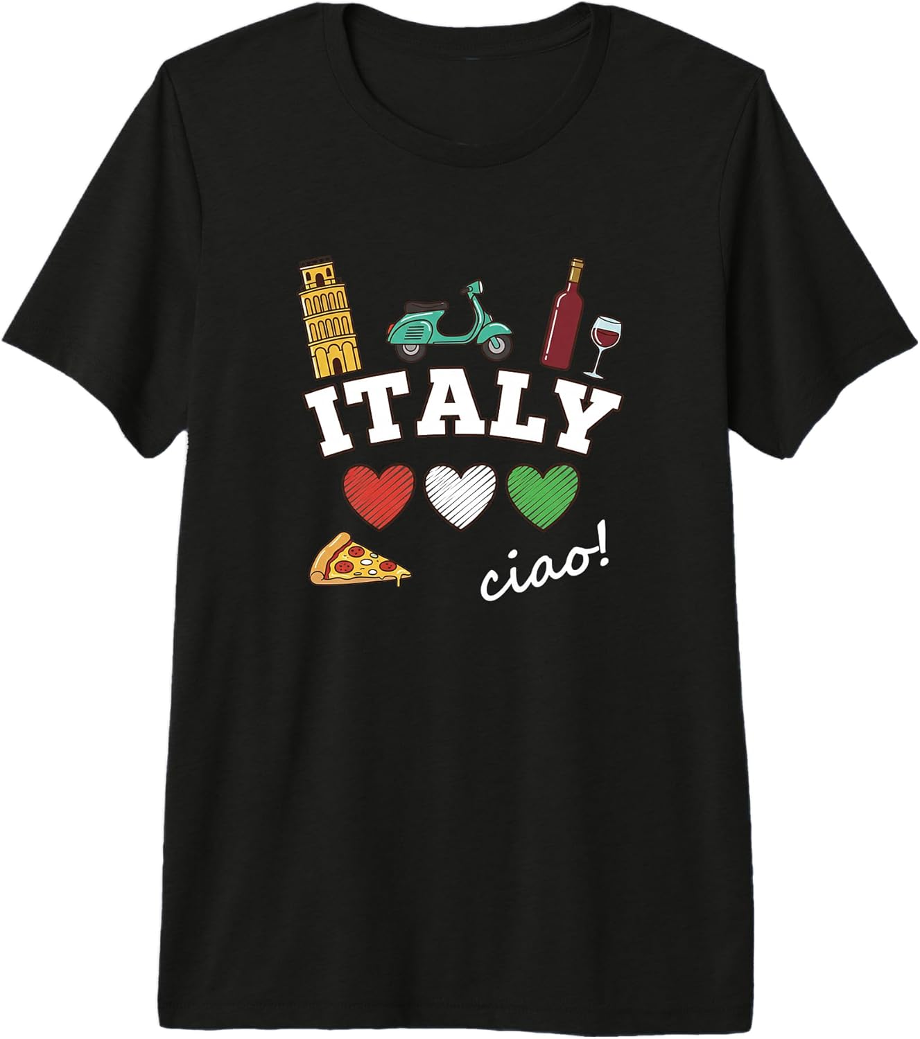Italy Travel Ciao Pizza Wine Scooter Hearts Rome