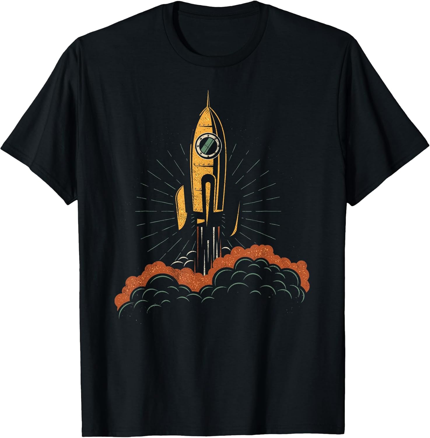 Retro Atomic Age Rocket Dark Spaceship Science Fic