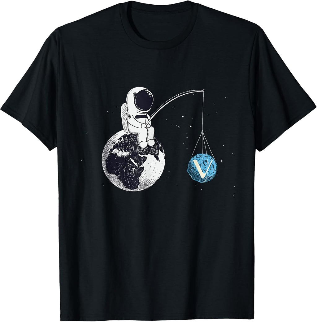 Astronaut Fishing The Vechain Logo Crypto Moon