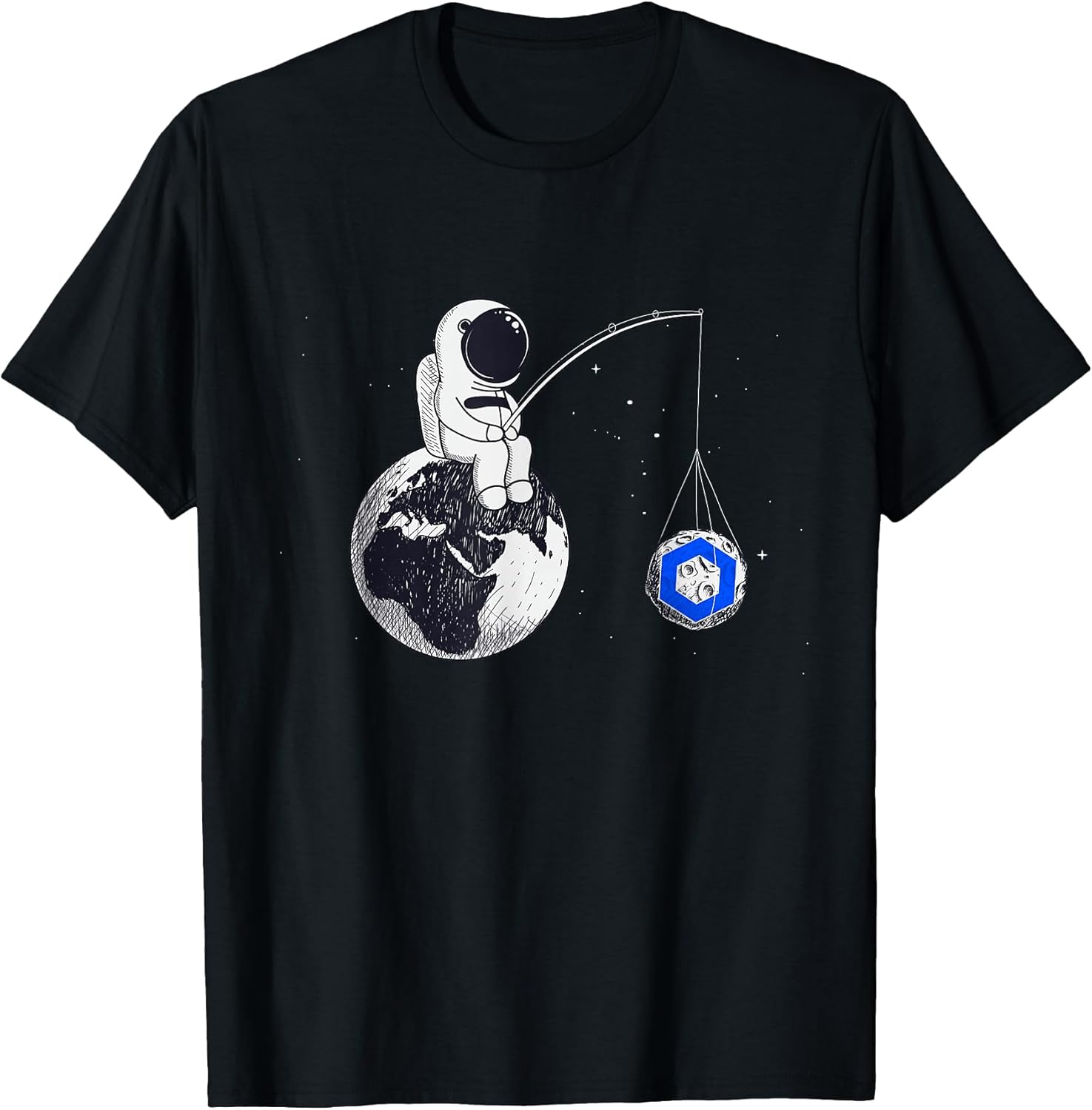 Astronaut Fishing The Chainlink Logo Crypto Moon