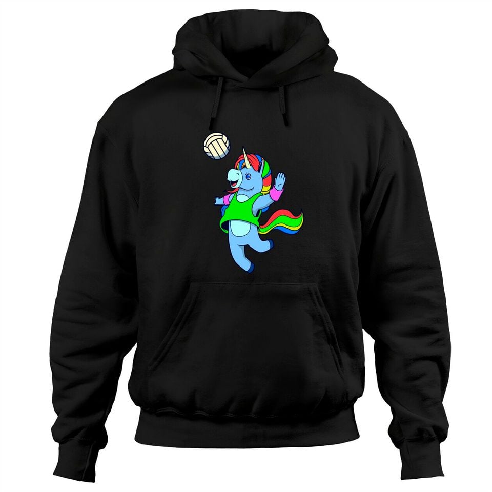 Cartoon Volleyball Hoodie Comic Unicorn
