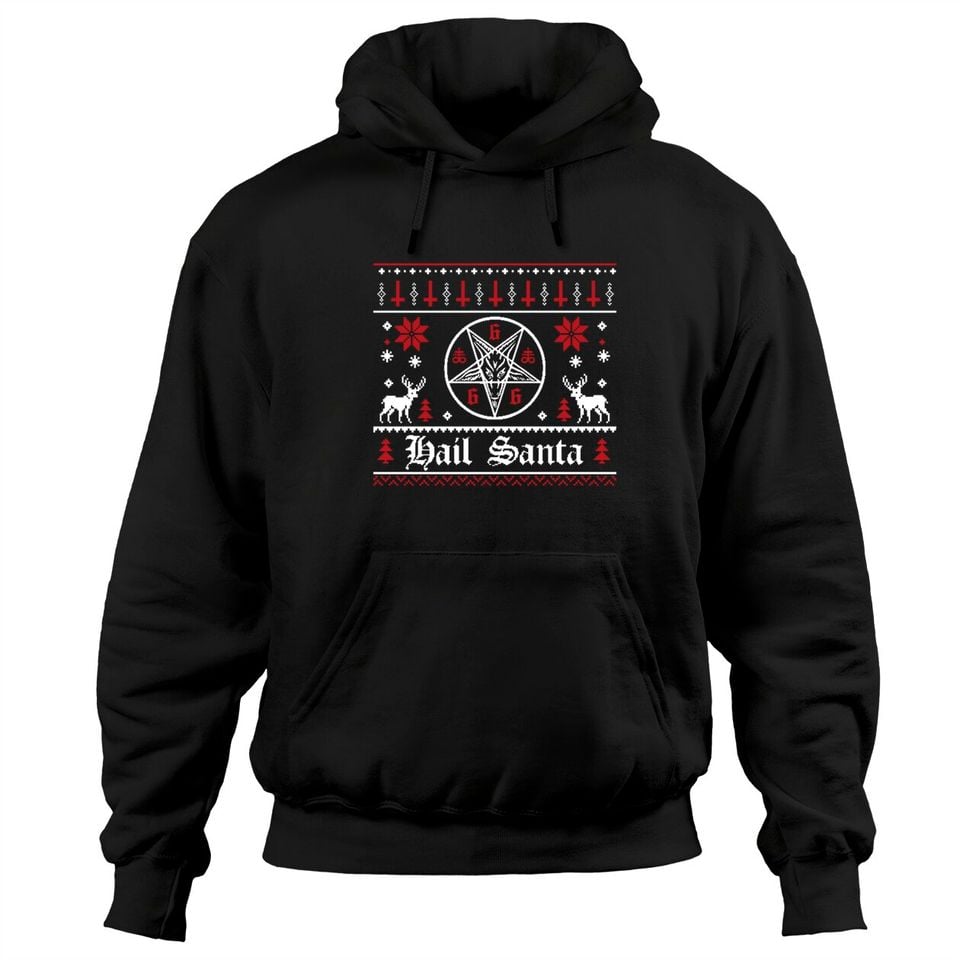 Hail Santa Ugly Christmas Sweater Hoodie Pullover Hoodie