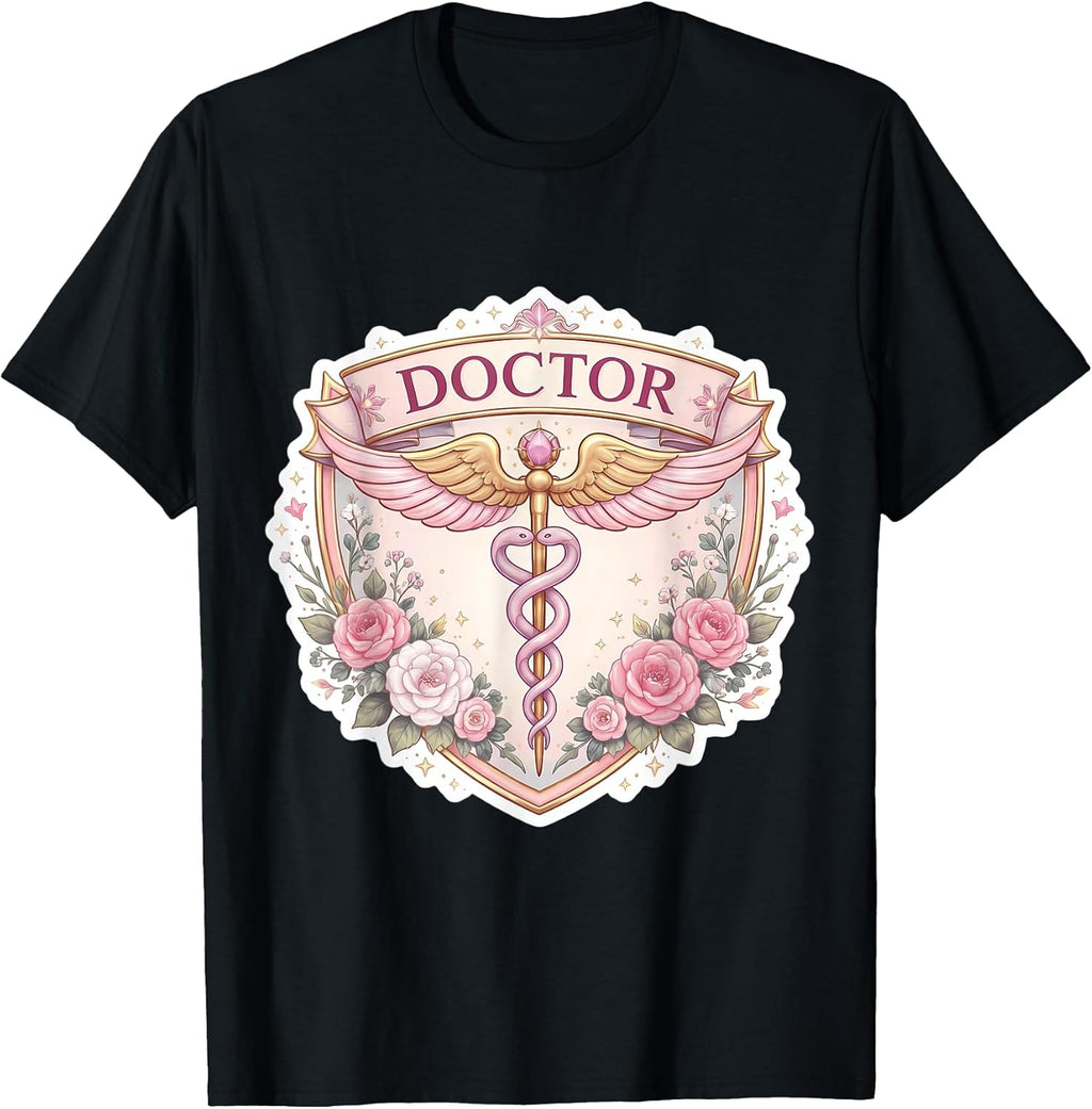 Woman Medical Doctor Physician Floral Badge Merch