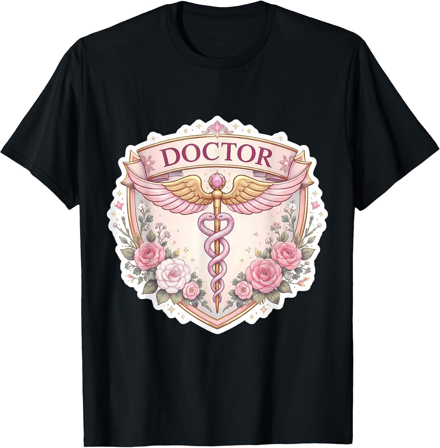 Woman Medical Doctor Physician Floral Badge Merch