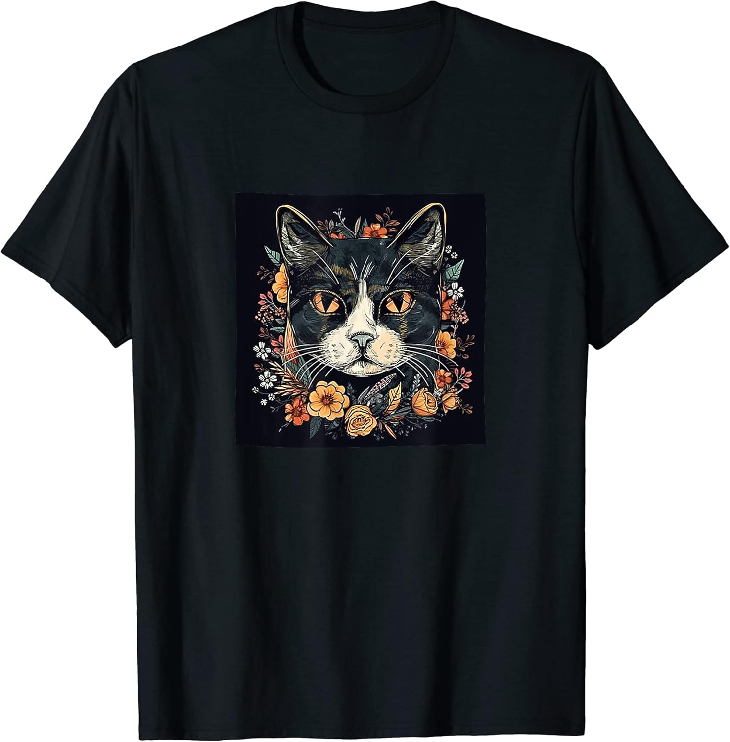 Cat Boho Flowers Graphic Merch