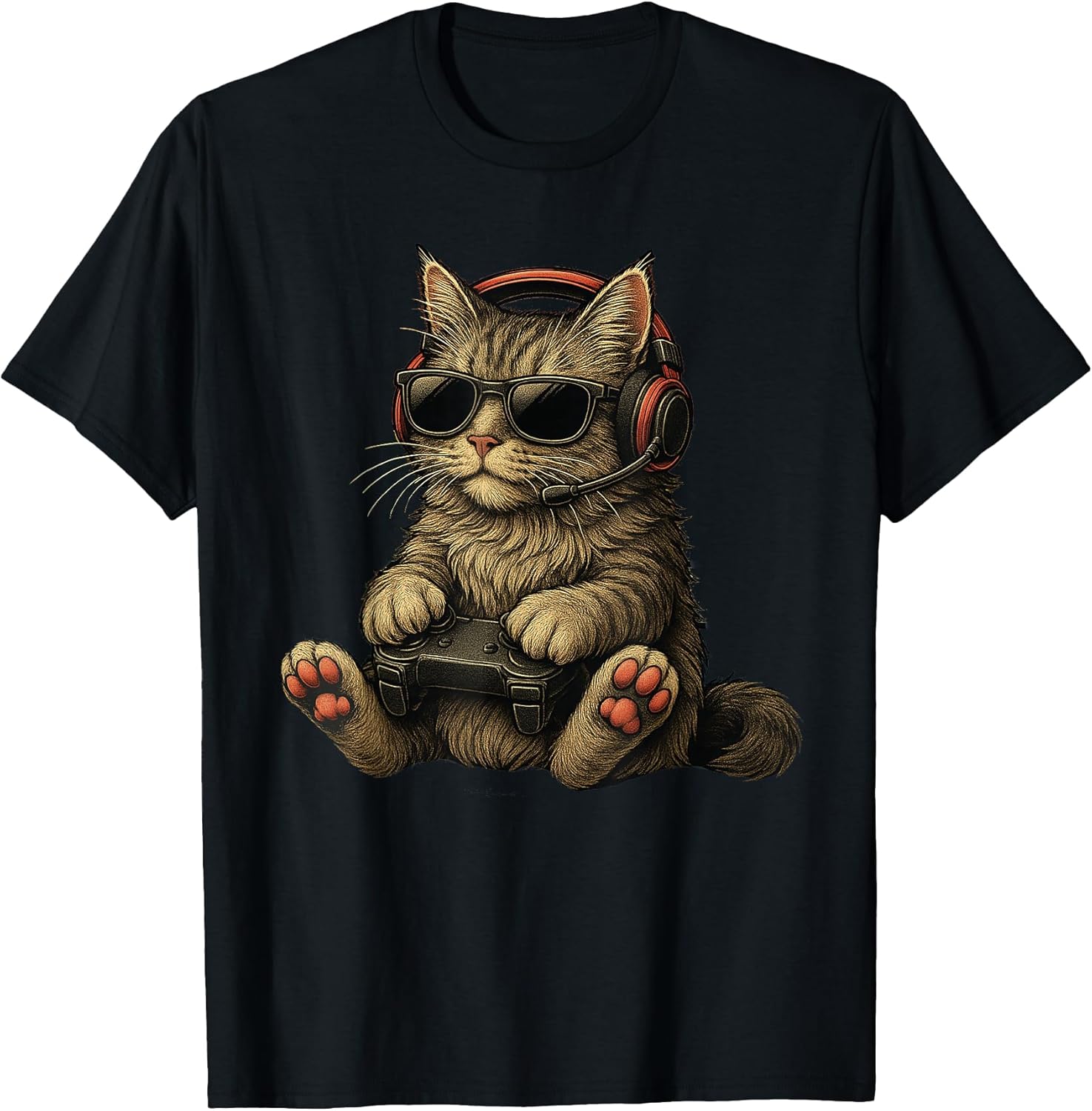 Funny Retro Cat Playing Video Games