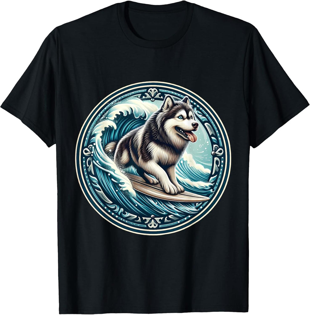 Siberian Husky Dog Surfing Surfer Owner Merch