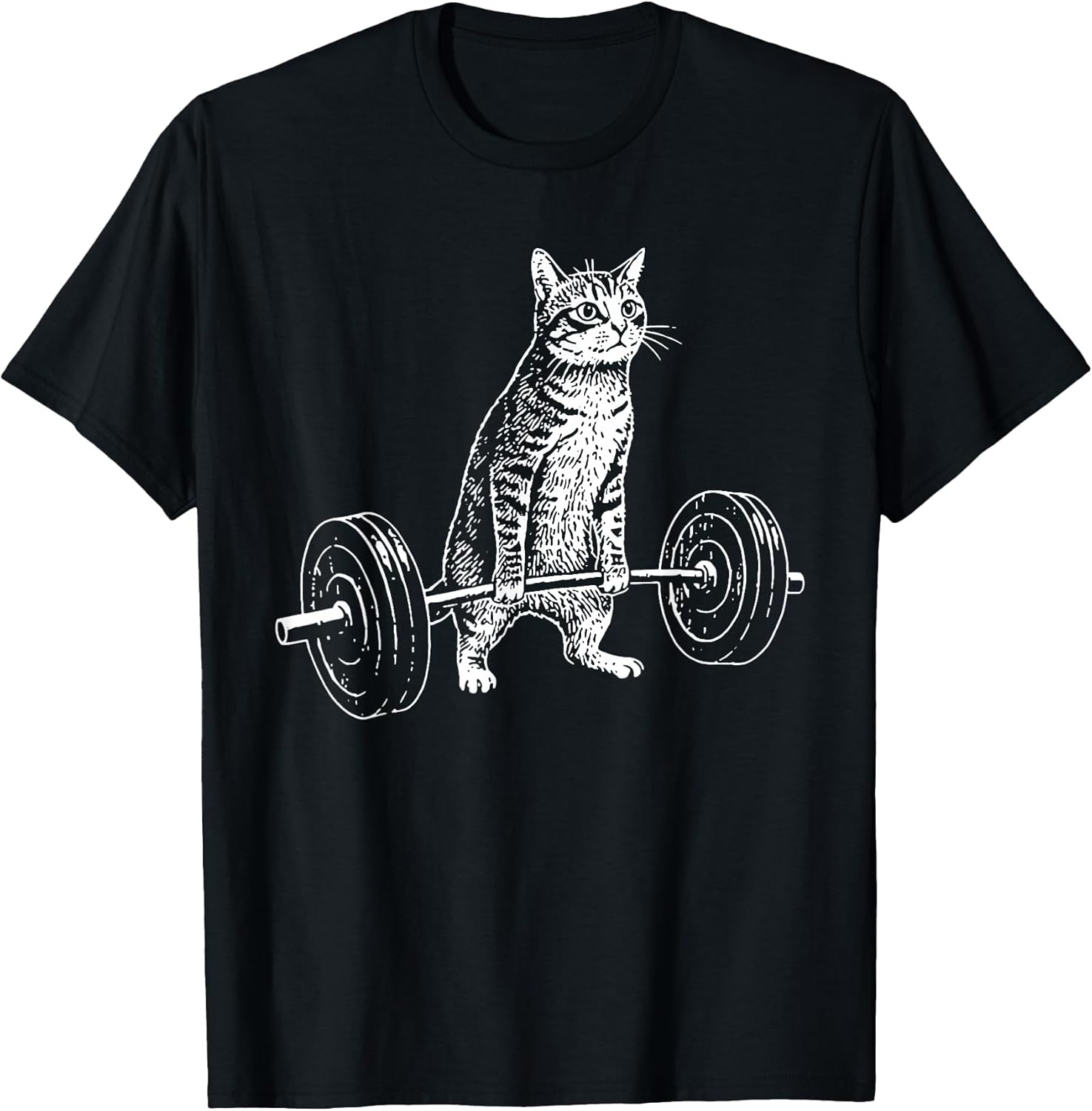 Cat Lifting Barbell Funny Fitness Gym Tee