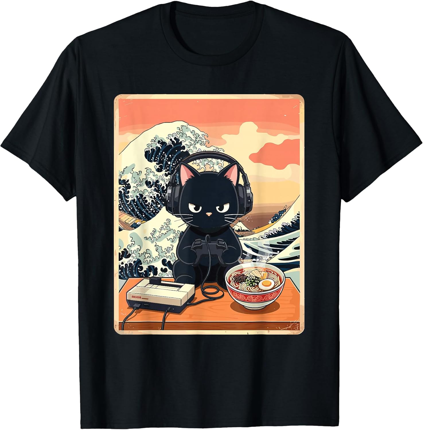 Kawaii Gaming Cat Ramen Wave Retro Japan Cat Lover