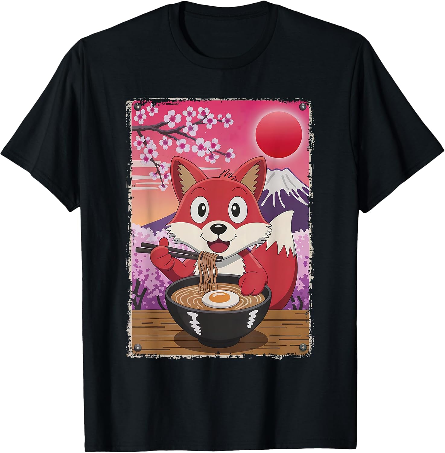 Cute Japan Fox Eating Ramen Merch.