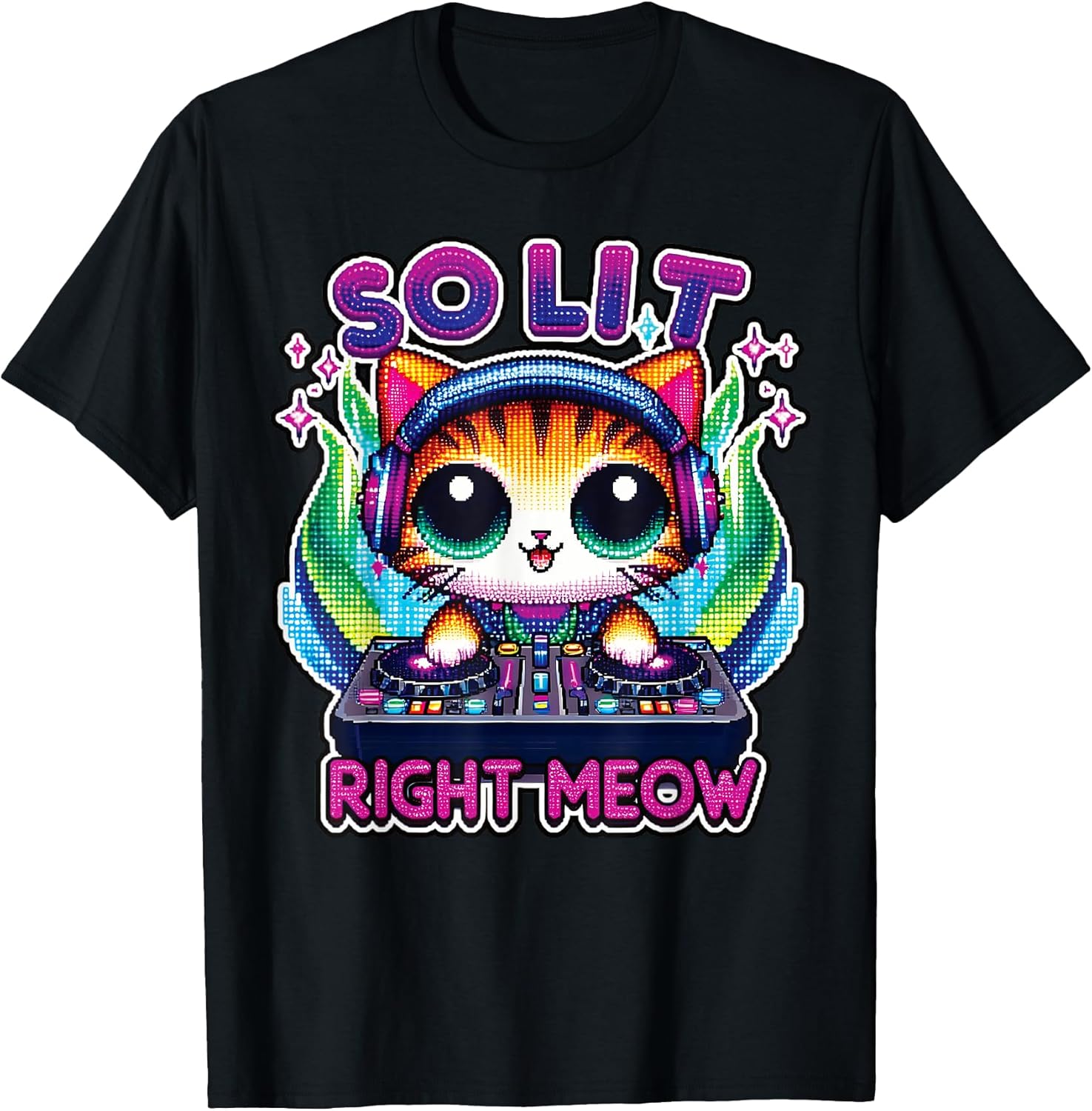 Kawaii Pixel Art Cute DJ Music Kitty Cat Retro EDM