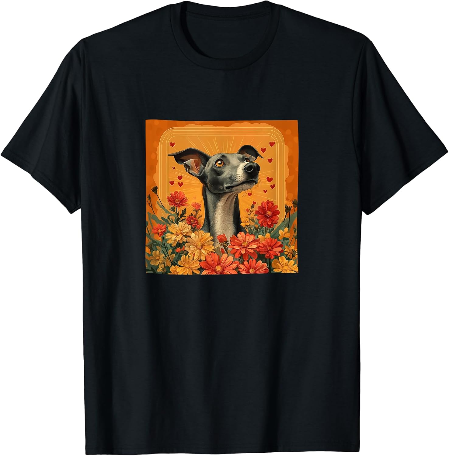 Italian Greyhound Flowers With Hearts Around Merch