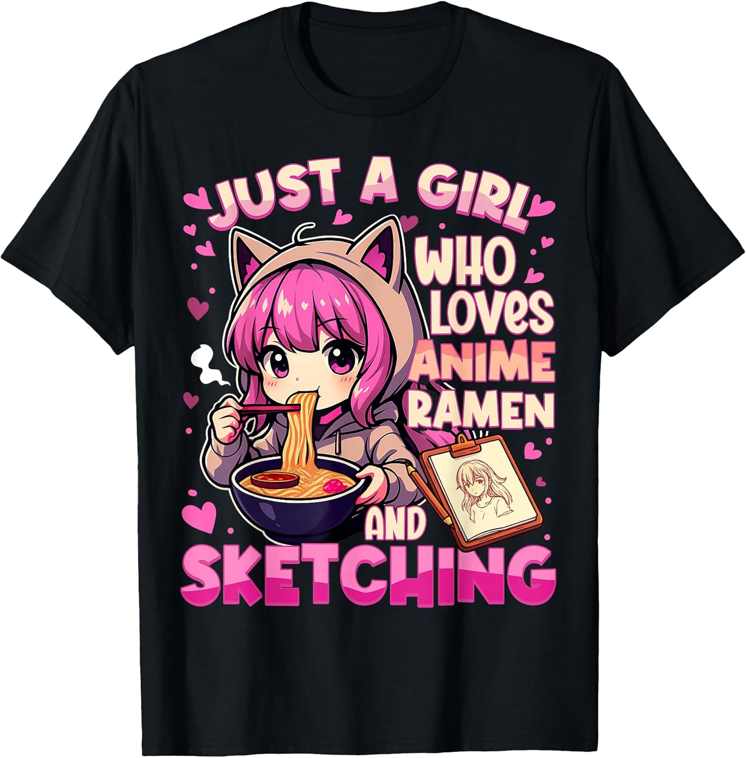Funny Anime Ramen And Sketching Lovers Women Girls