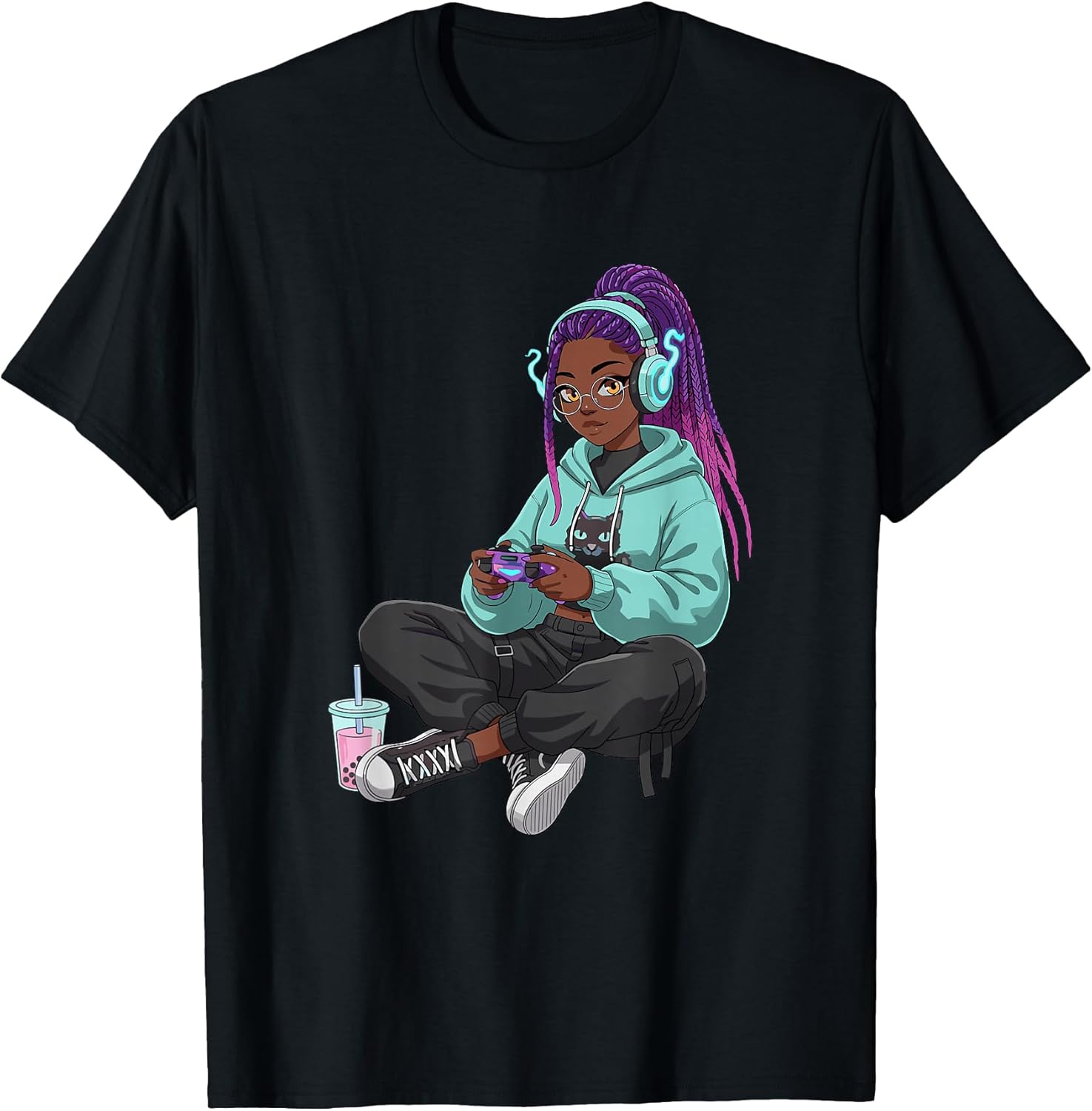 Anime Gamer Afro Black Girl Gift Idea