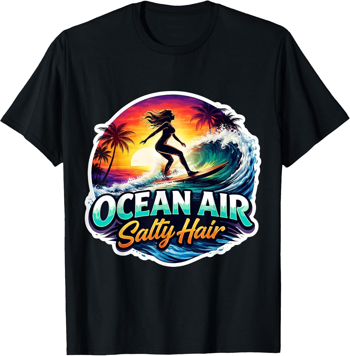 Ocean Air Salty Hair Woman Surfer Surfing Merch