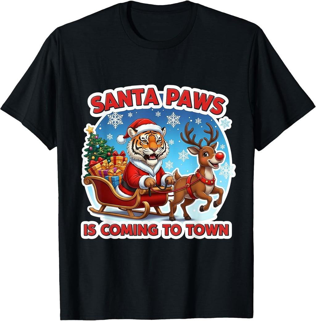 Santa Paws Is Coming To Town Christmas Tiger Merch