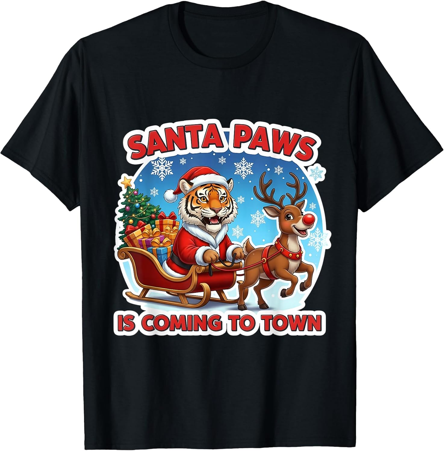 Santa Paws Is Coming To Town Christmas Tiger Merch