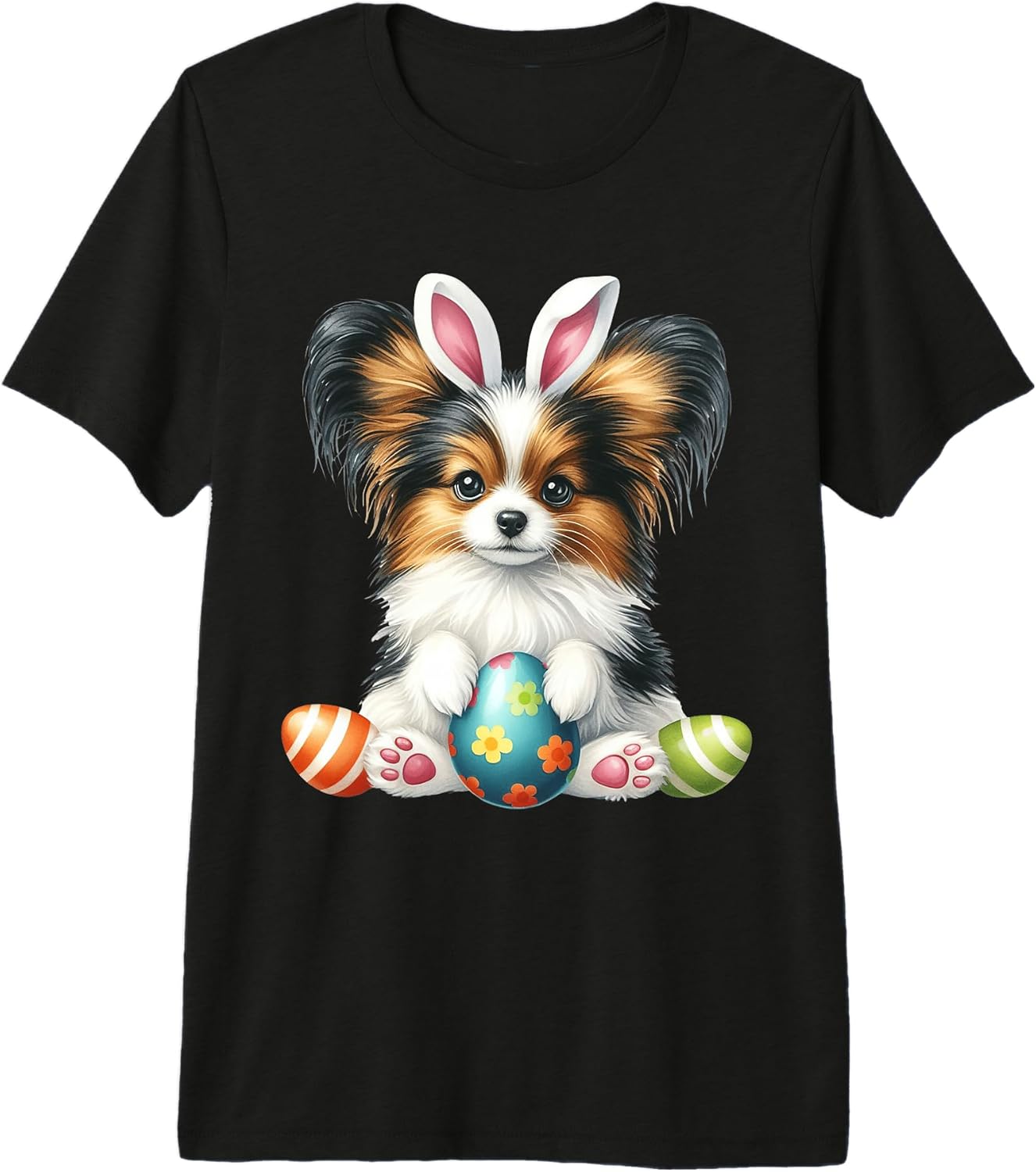 Papillon Dog Easter Puppy Ears Spring Egg Stripes