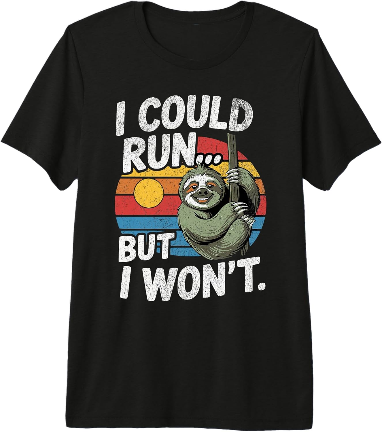 Sloth Lover Runner Humor Lazy Fitness Retro Sunset