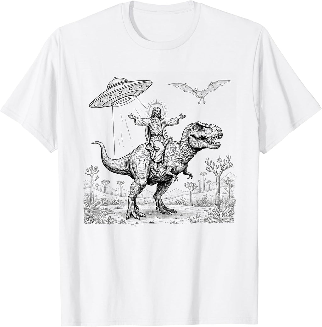 Funny Jesus God Lover Dinosaur UFO Alien