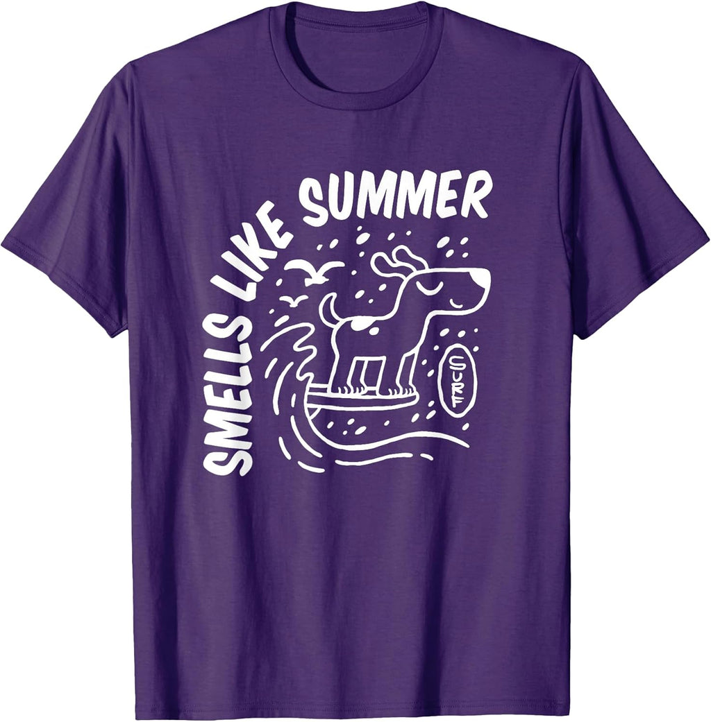 Dog Surfing Smells Like Summer Quote Design