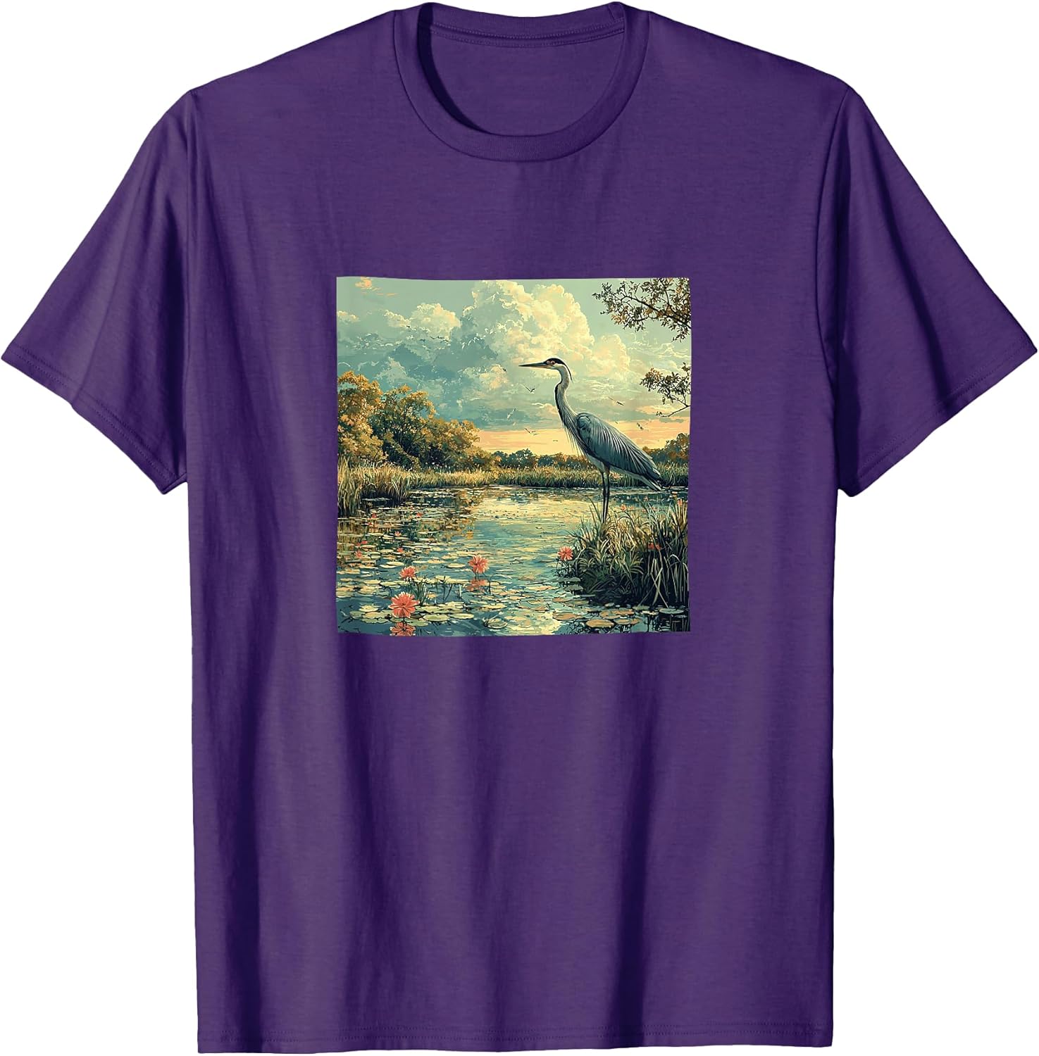 Wetlands With Birdlife Landscape Vintage Merch