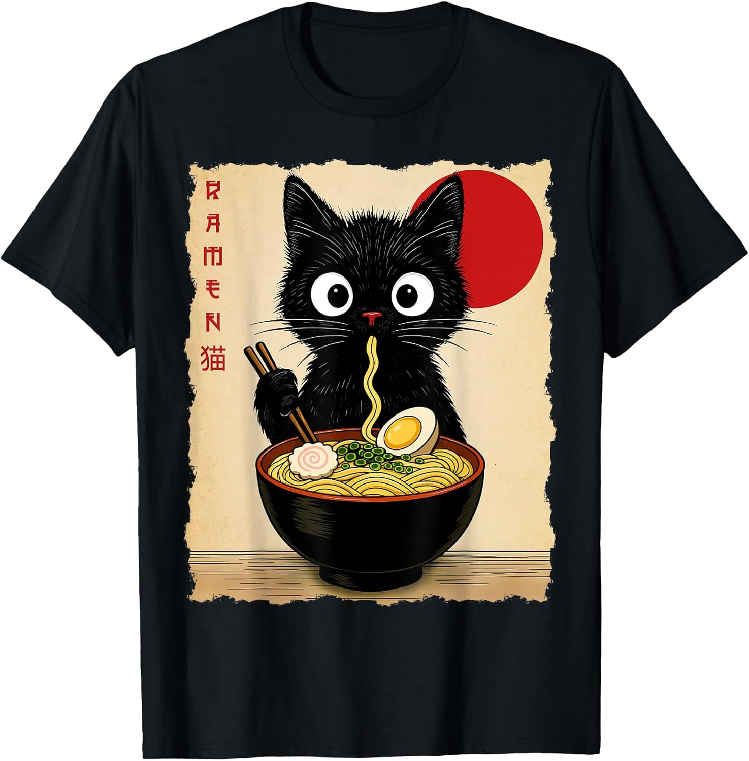 Cat Shirts For Women Kids Anime Cat Ramen Noodles