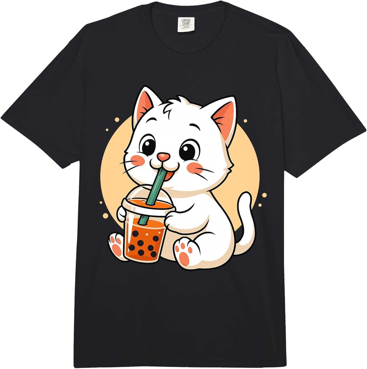 Cute Kawaii Cat Drinks Boba Bubble Tea