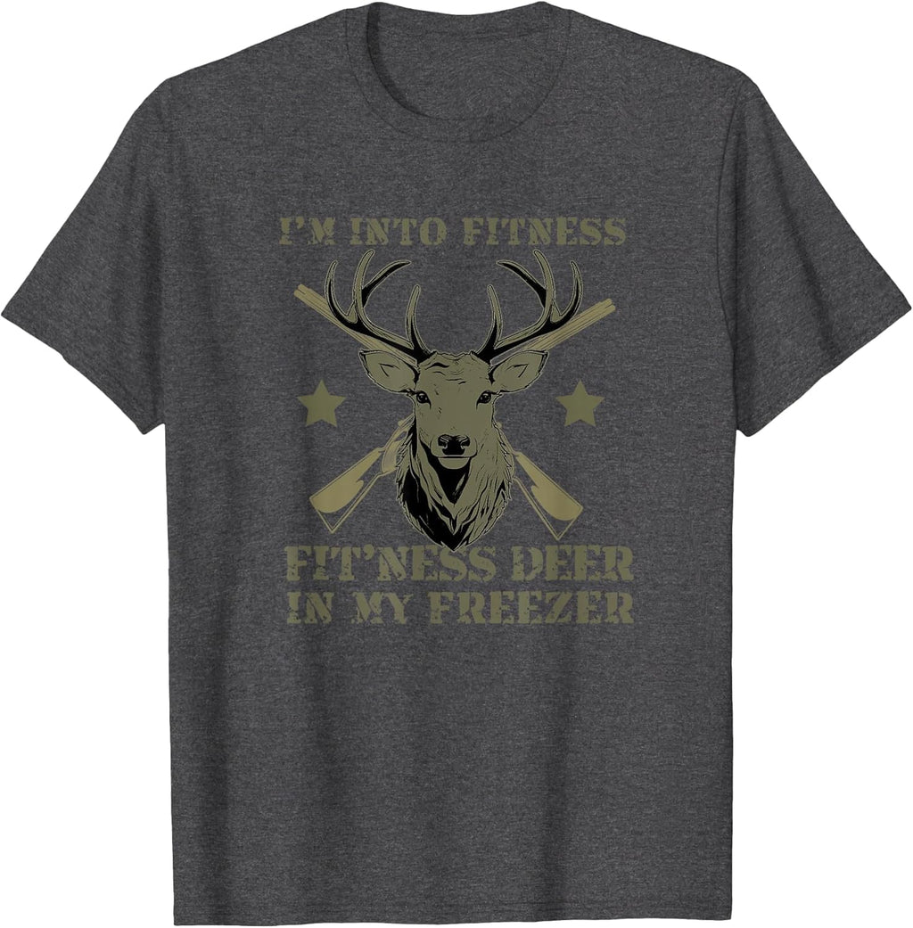 Funny Hunting Deer I'm into Fitness Fitness Deer Men Dad Boy T-Shirt