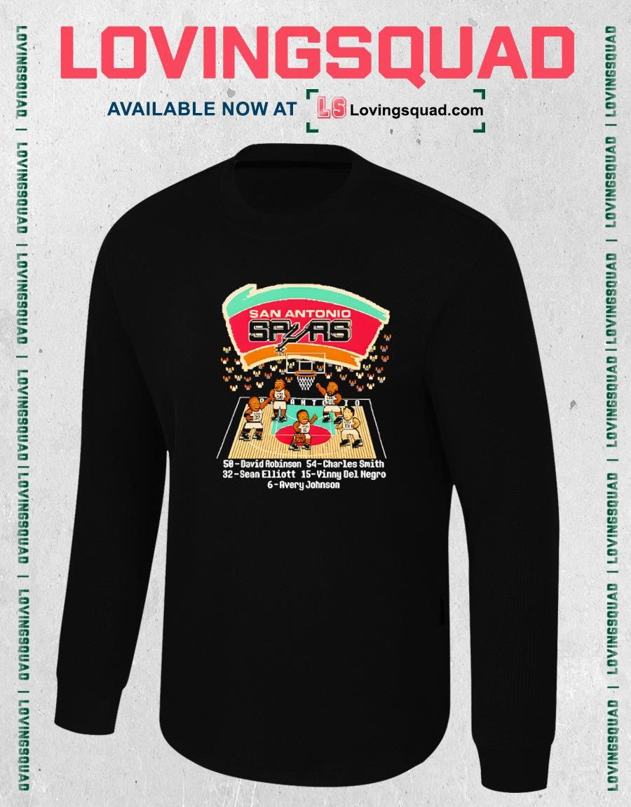 San Antonio Spurs David Robinson Charles Smith Sean Elliott Vinny Del Negro Avery Johnson Shirt