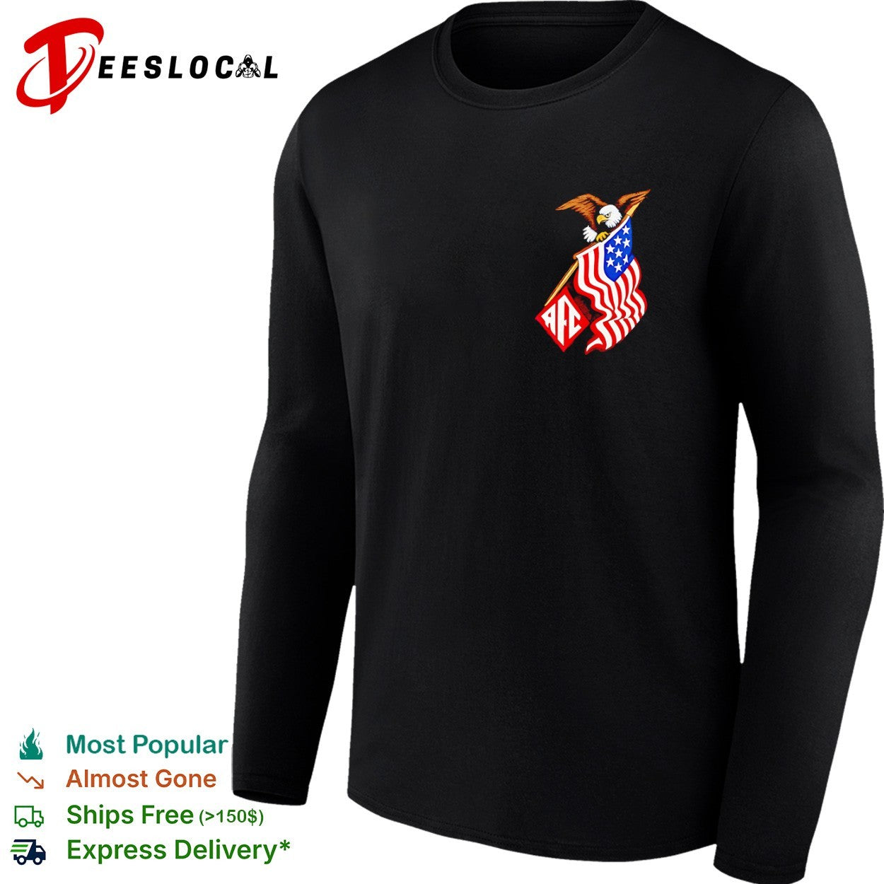 AFC bald eagle American flag shirt