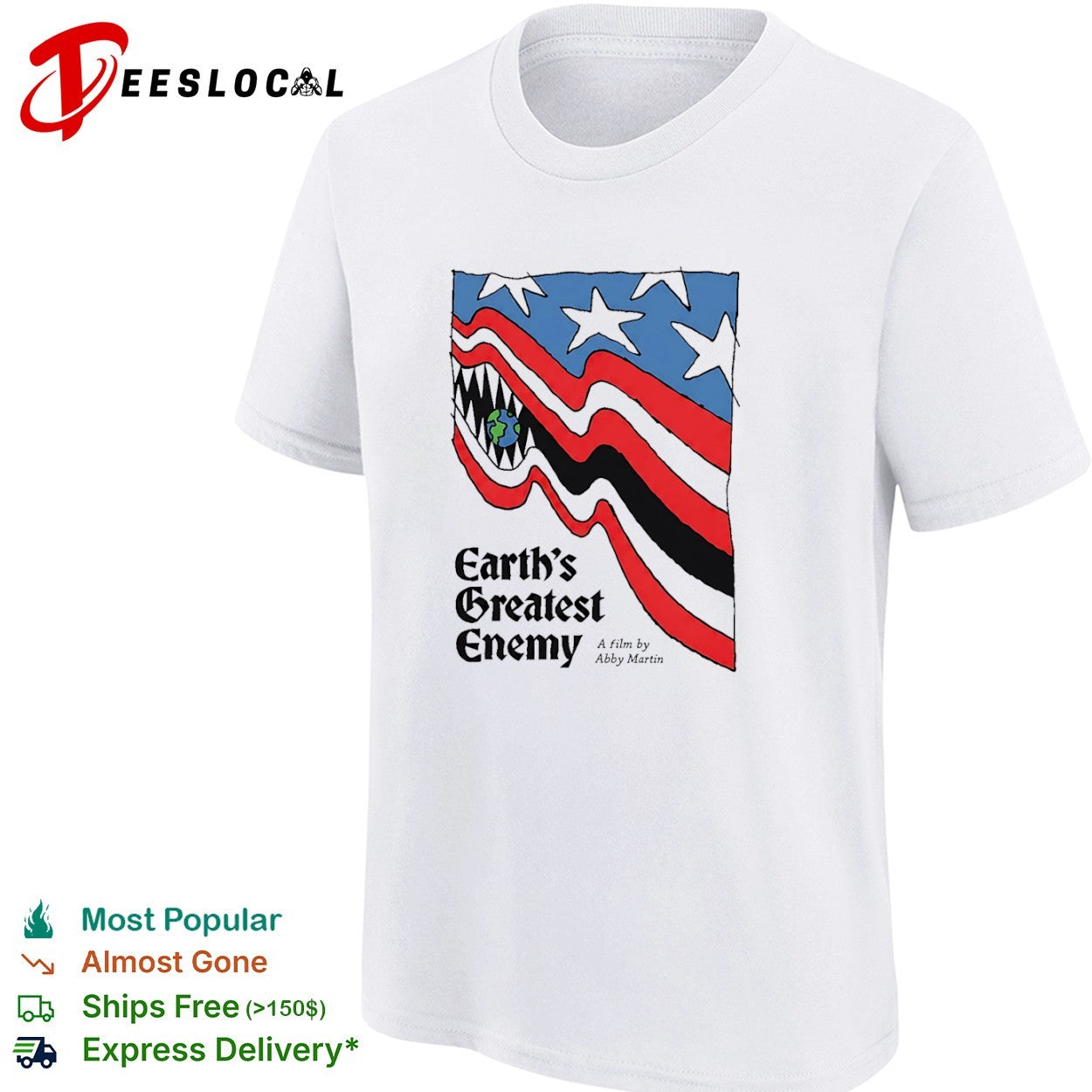 Abby Martin a film by flag monster Earths greatest enemy shirt
