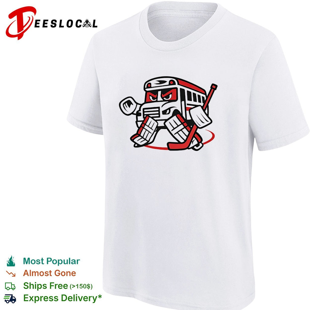 Angry School Bus Goalie Hockey Cartoon Mascot shirt