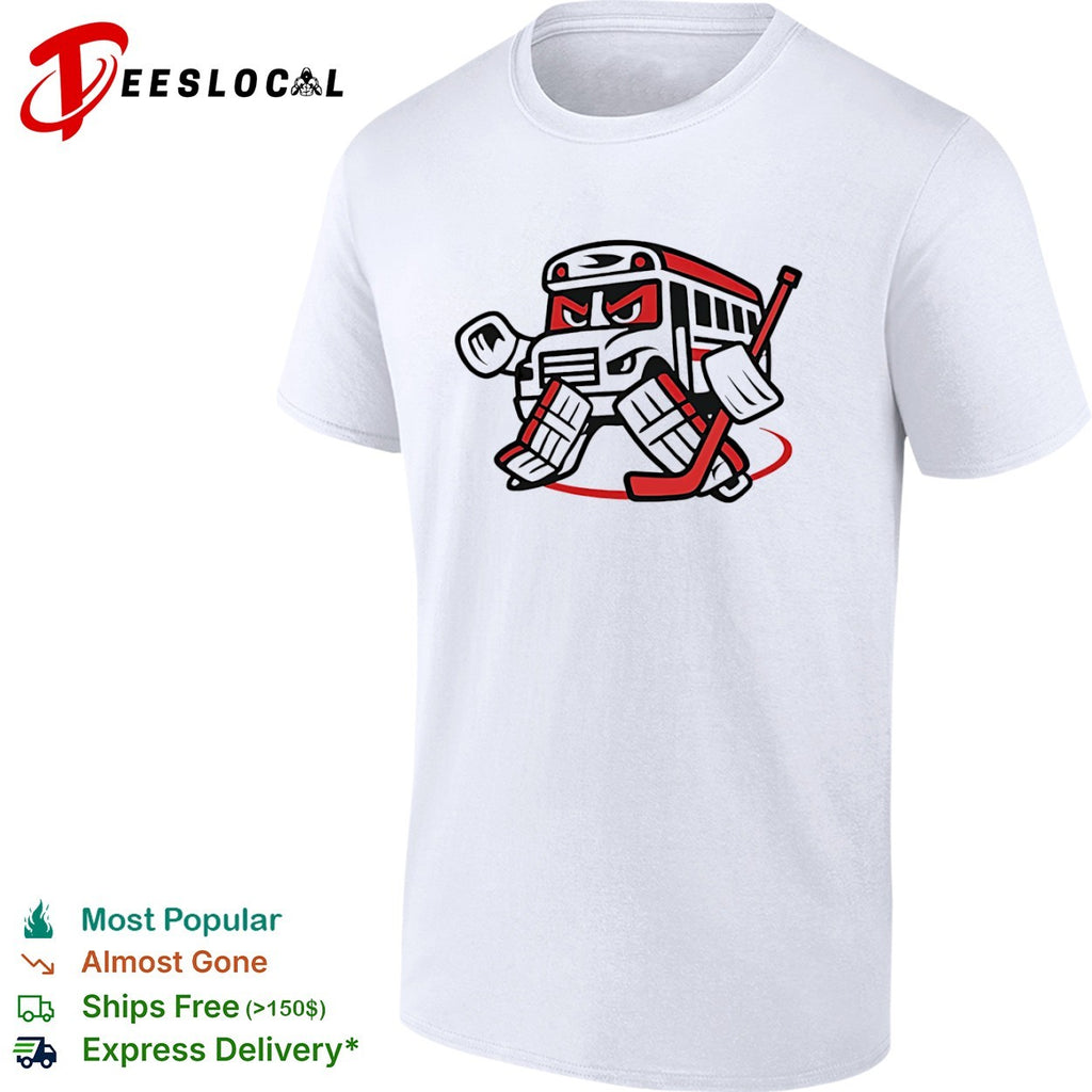 Angry School Bus Goalie Hockey Cartoon Mascot shirt