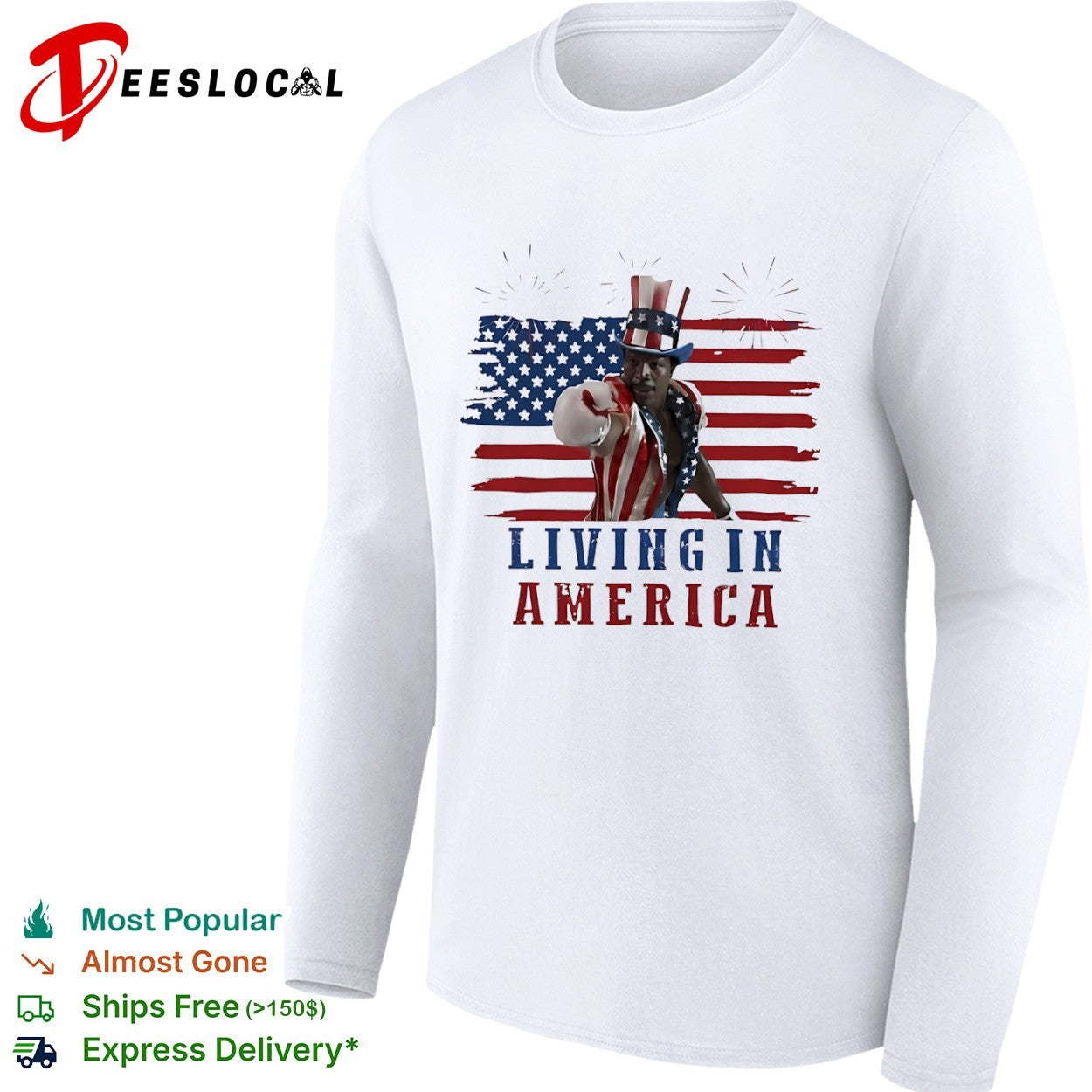 Apollo Creed Living in America Uncle Sam outfit flag shirt