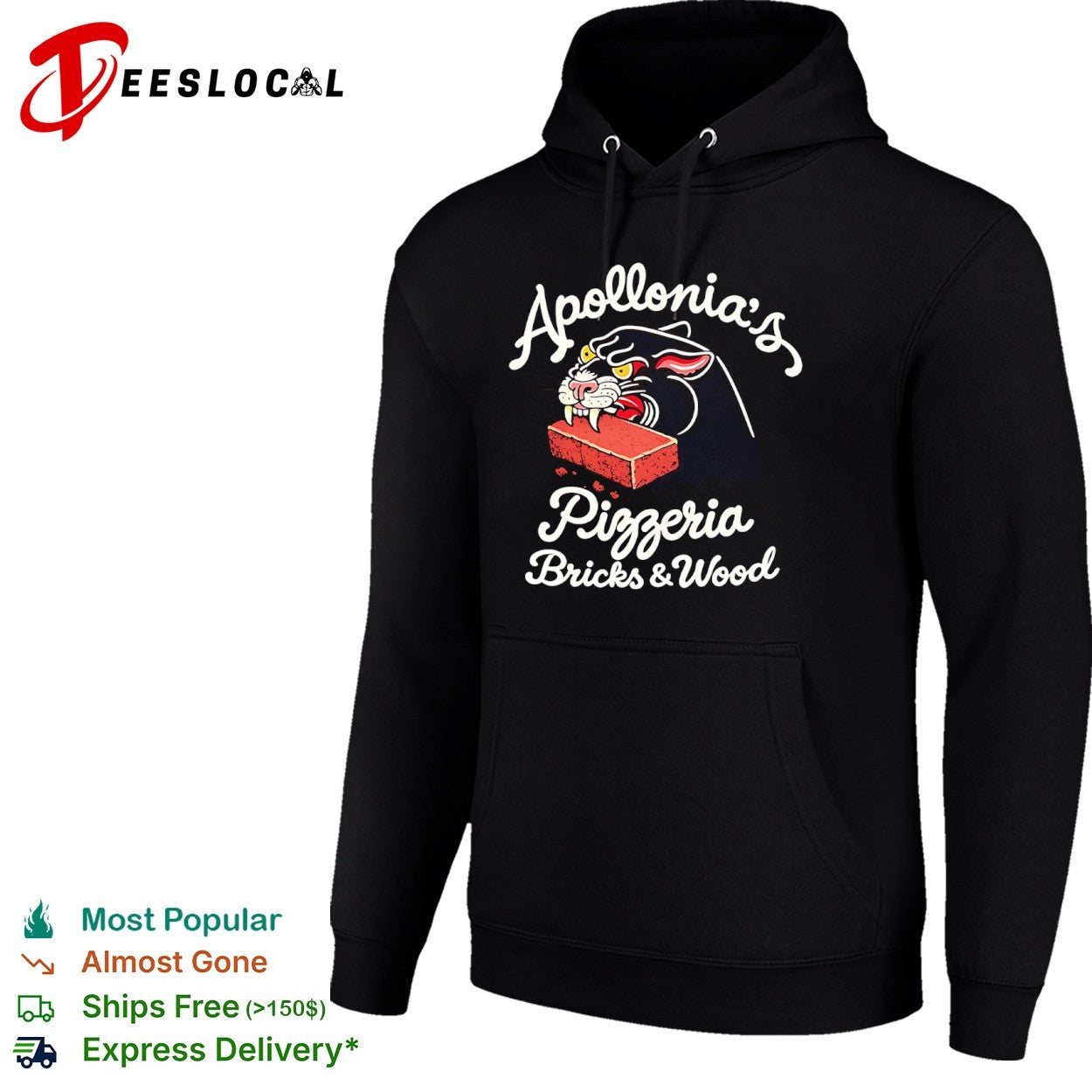 Apollonias Pizzeria Bricks and Wood Panther Eating Brick shirt