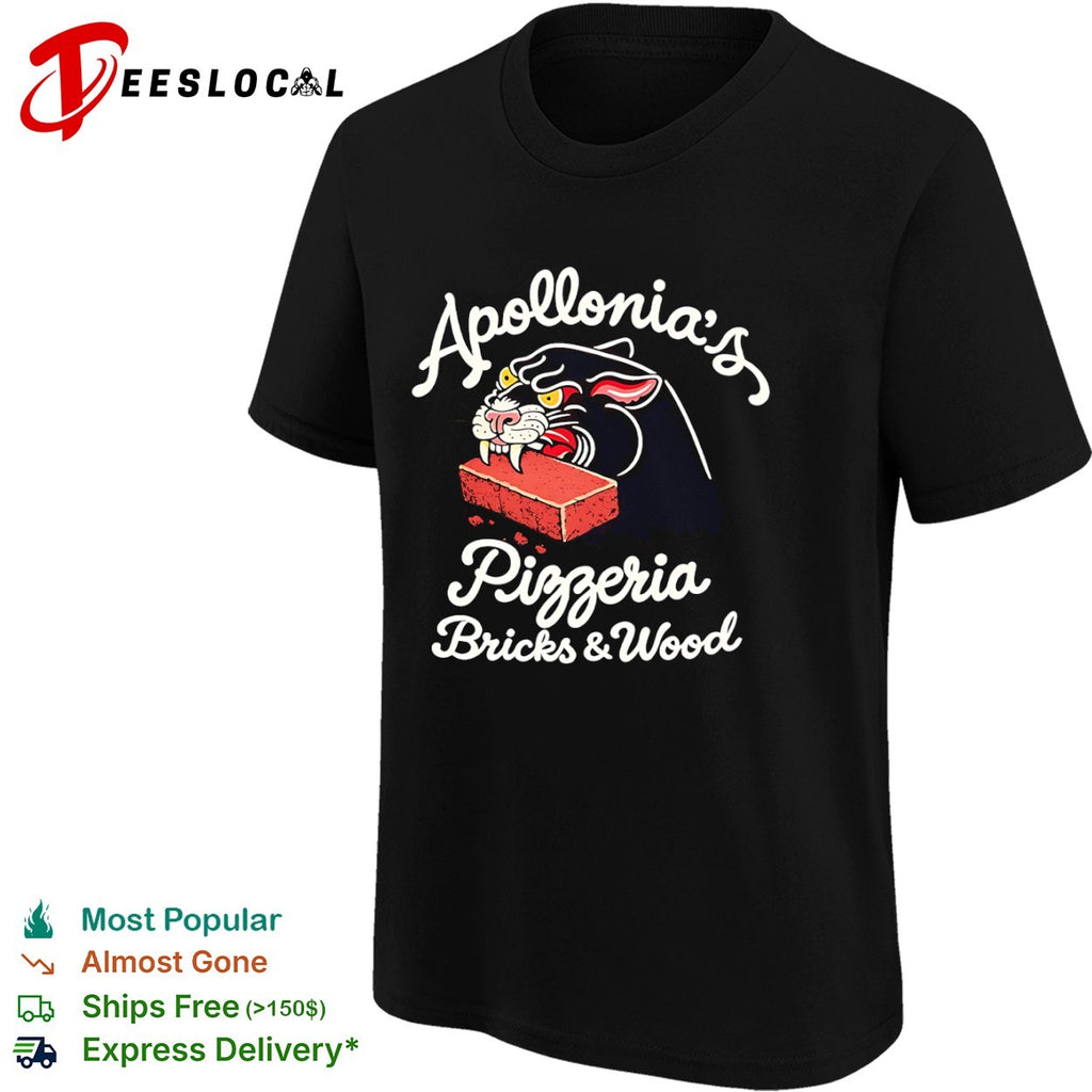 Apollonias Pizzeria Bricks and Wood Panther Eating Brick shirt
