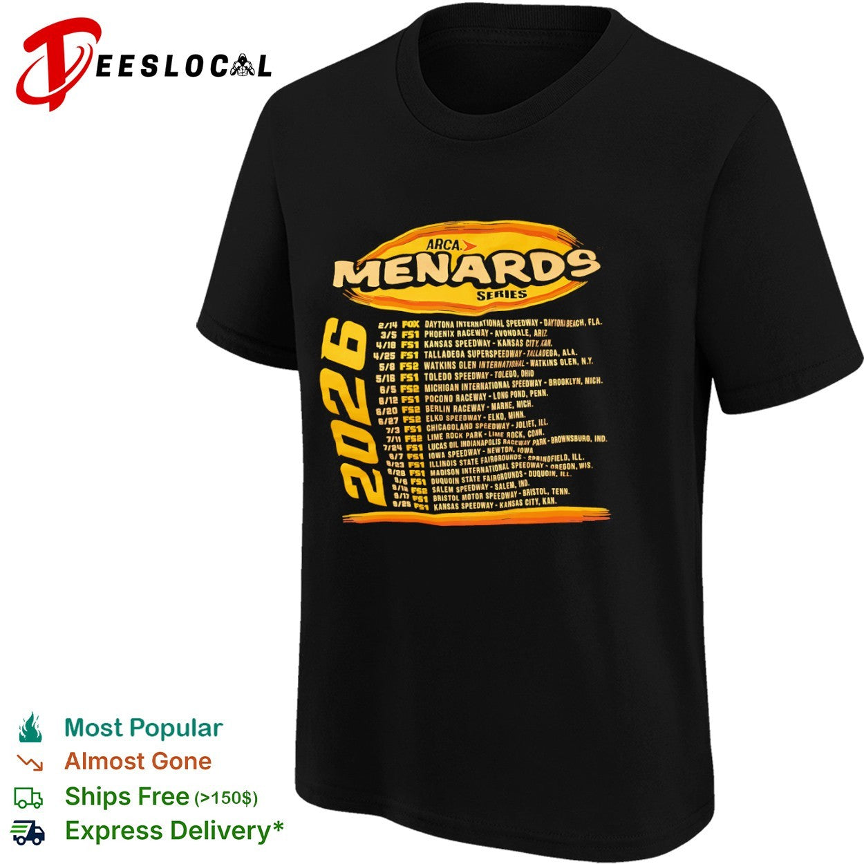 Arca Menards series 2026 racing schedule calendar shirt