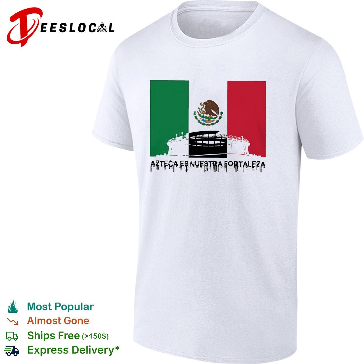 Azteca es nuestra fortaleza Mexico flag and stadium silhouette shirt