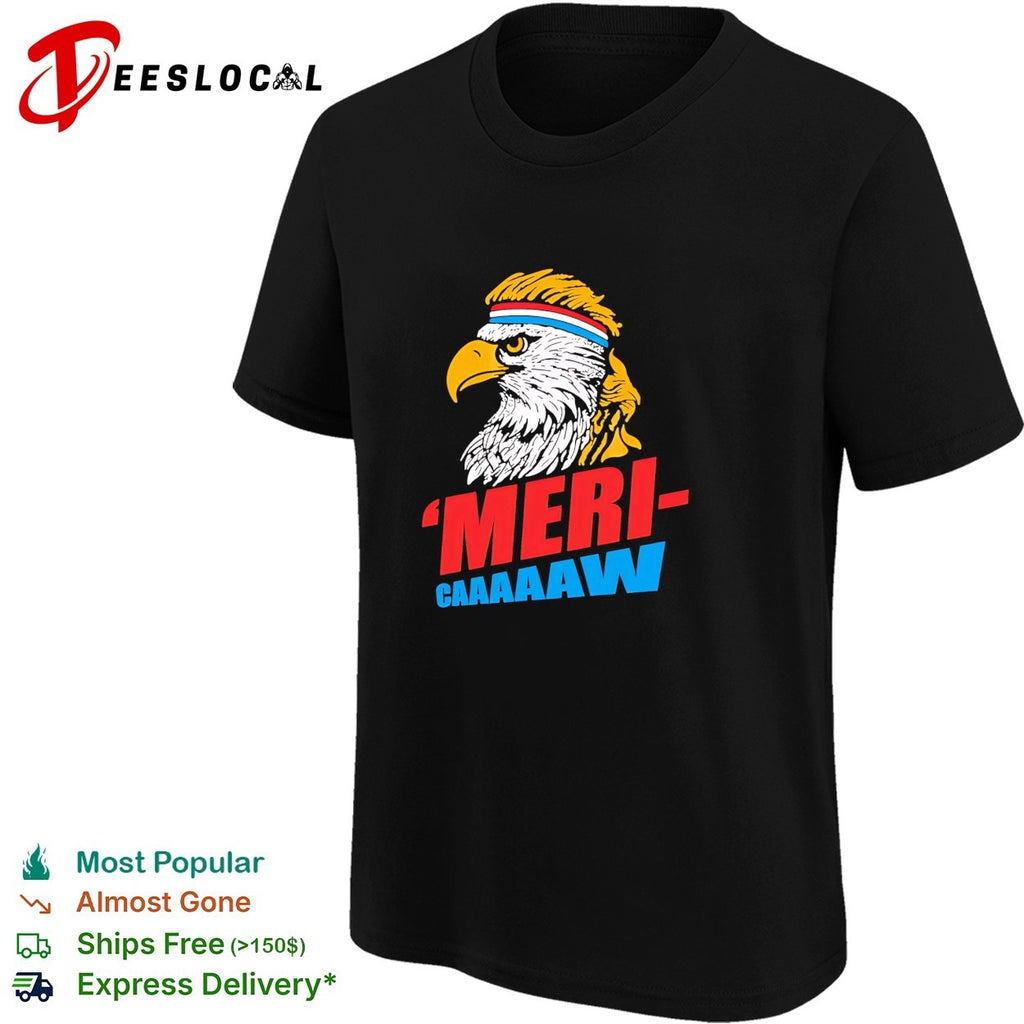 Bald eagle ‘Mericaaaaaaw patriotic mullet headband shirt